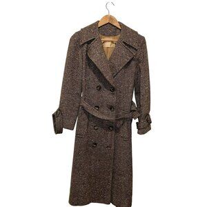 Pendleton Vintage Herringbone Wool Trench Coat With Belted Waist Women's Size Me